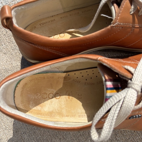 ECCO CHASE TIE BROWN LEATHER SNEAKERS LACED WALKING SHOES WOMEN SZ 8/8.5 EU 39 - Picture 9 of 10